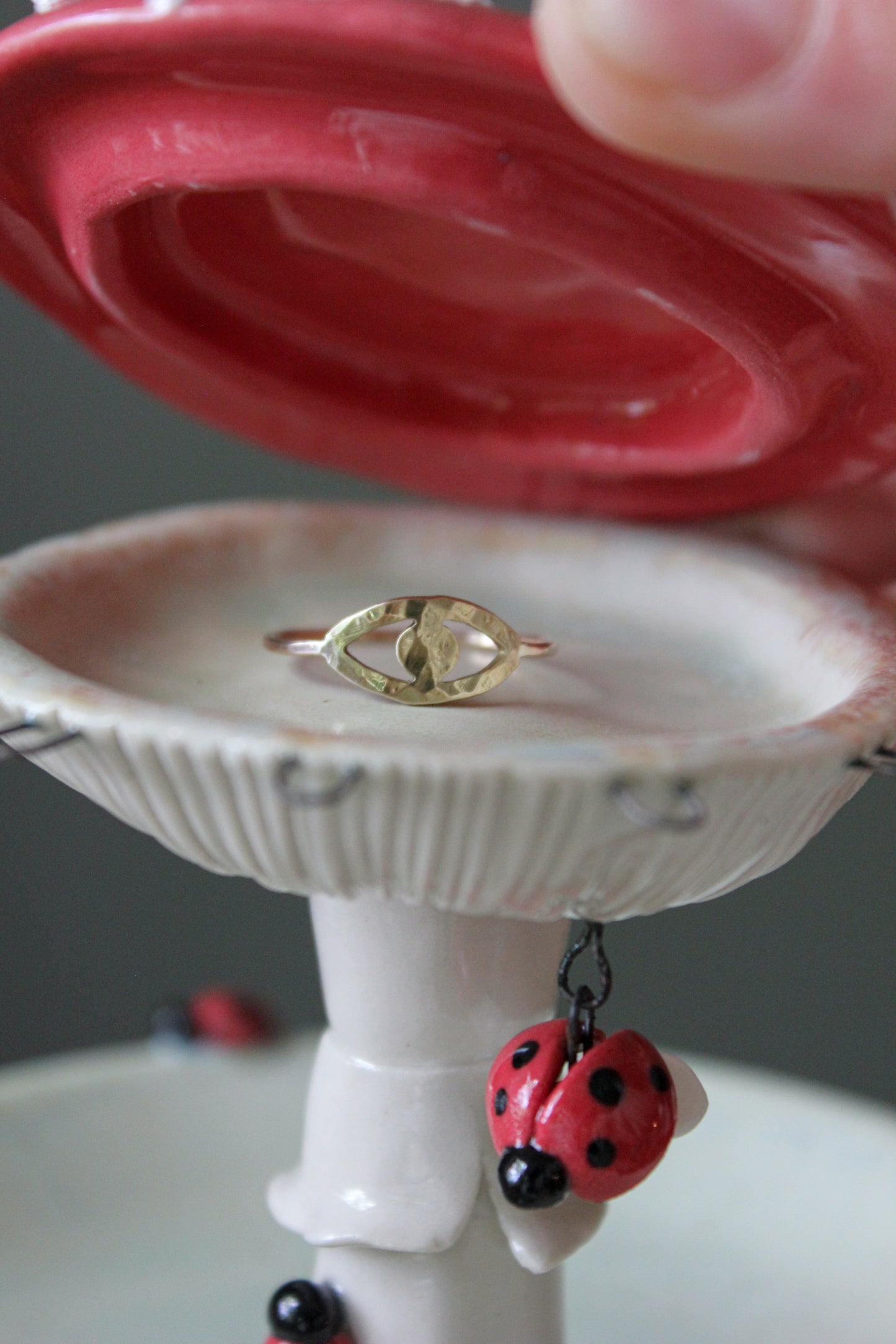 Mushroom & Ladybug Earring Holder