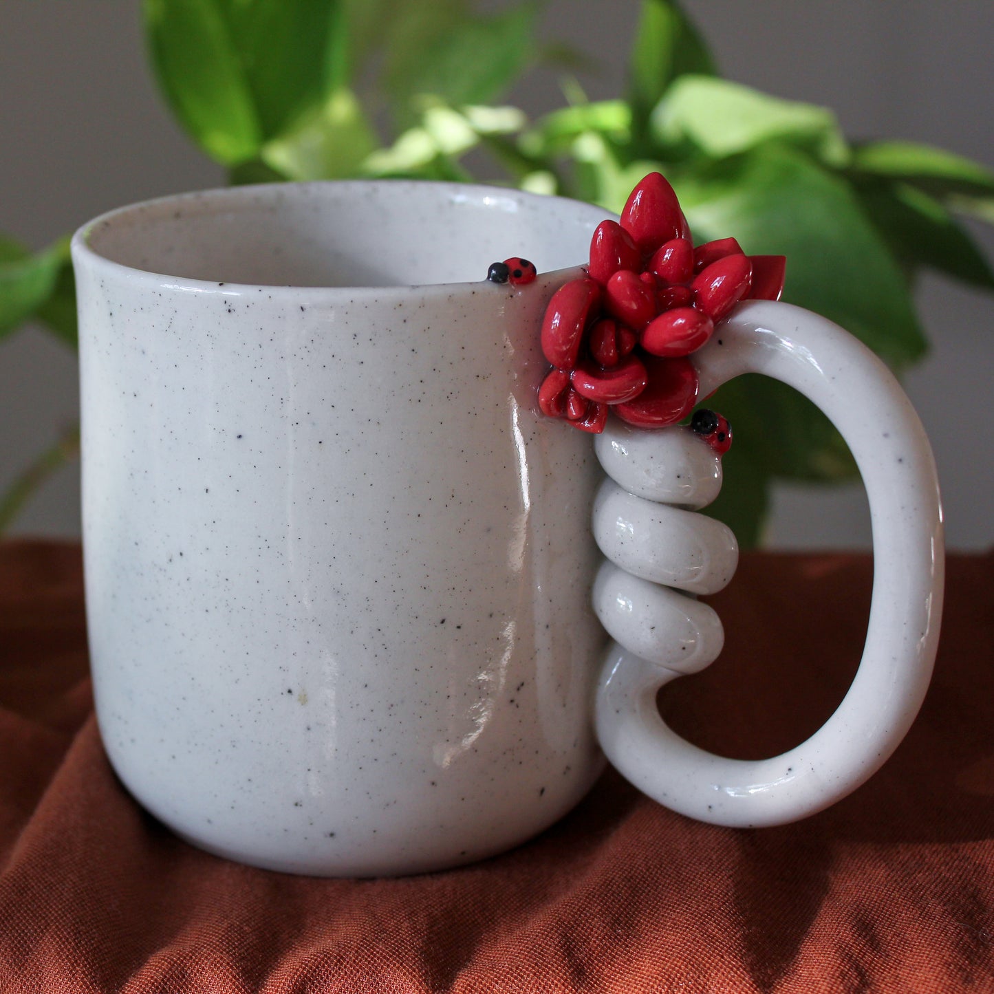 Ladybug Succulent Mug - 16 oz
